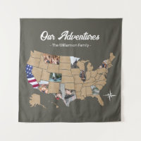 Custom Family Name Travel USA Foto Collage Green