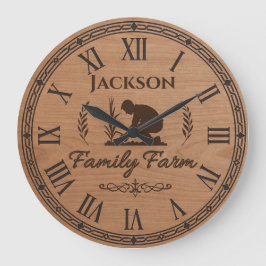 Custom Family Name Wall Clock – Family Farm  Große Wanduhr