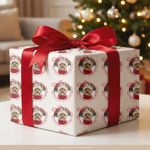 Custom Family Pet Foto Frohe Weihnachten Geschenkpapier