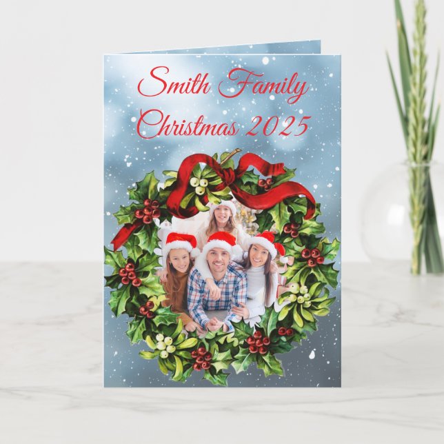 Custom Family Photo Christmas Card Karte (Vorderseite)