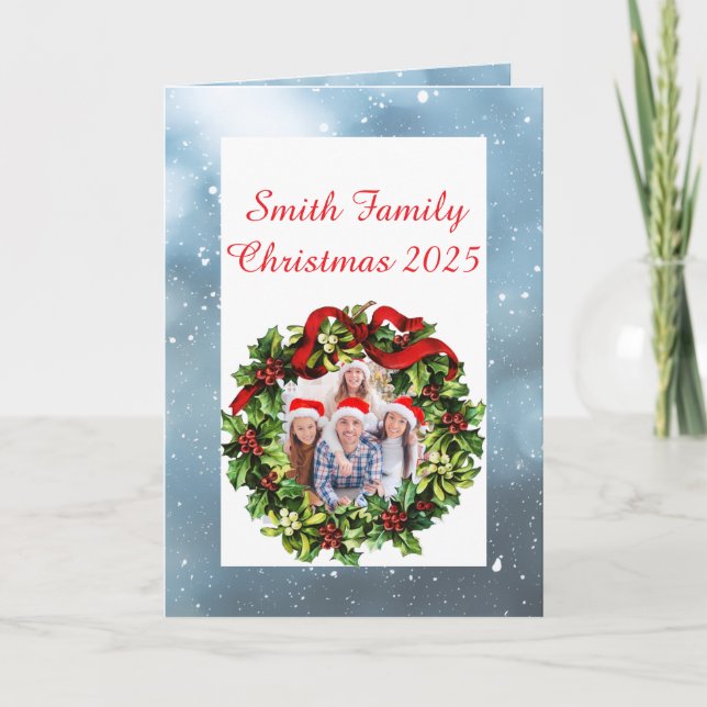 Custom Family Photo Christmas Card Karte (Vorderseite)