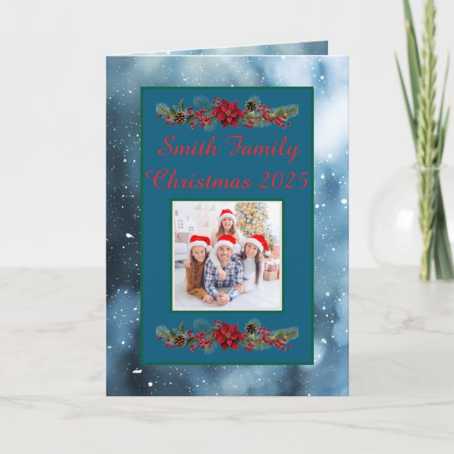 Custom Family Photo Christmas Card Karte (Vorderseite)