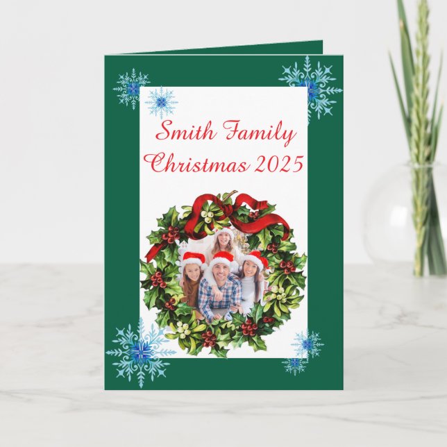 Custom Family Photo Christmas Card Karte (Vorderseite)