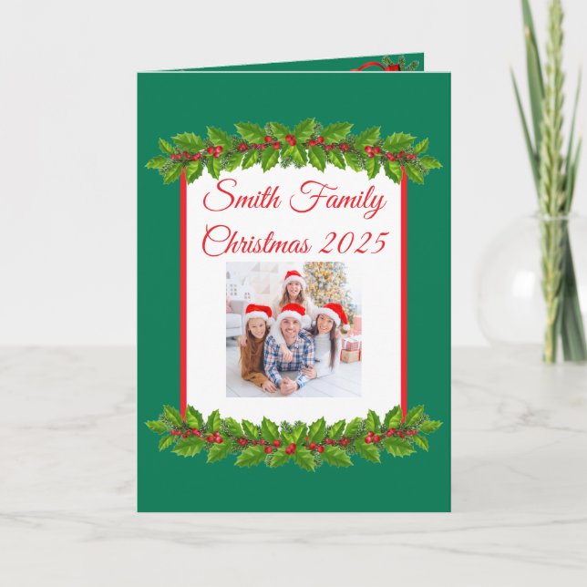 Custom Family Photo Christmas Card Karte (Vorderseite)