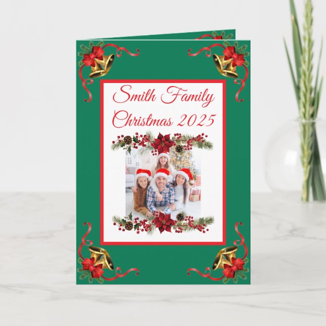 Custom Family Photo Christmas Card Karte (Vorderseite)