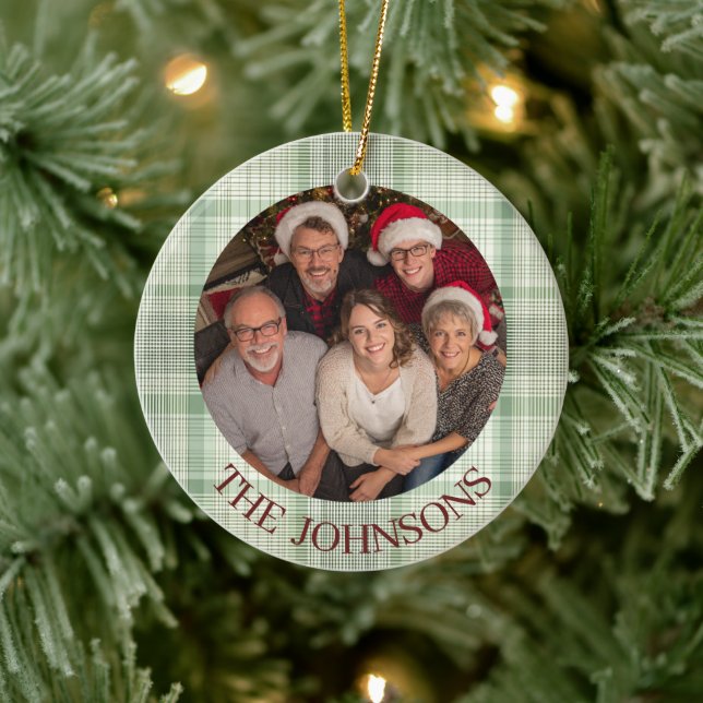 Custom Family Photo Christmas Ceramic Ornament  (Baum)
