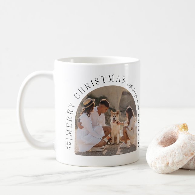 Custom Family Photo Christmas Snow Globe |  Kaffeetasse (Mit Donut)