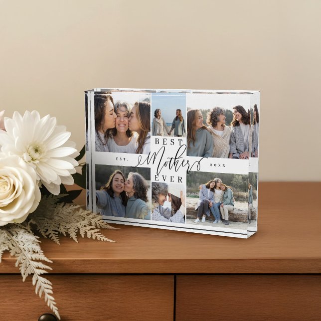 Custom Family Photo Collage Gift Best Mother Ever Fotoblock (Custom Family Photo Collage Gift Best Mother Ever)