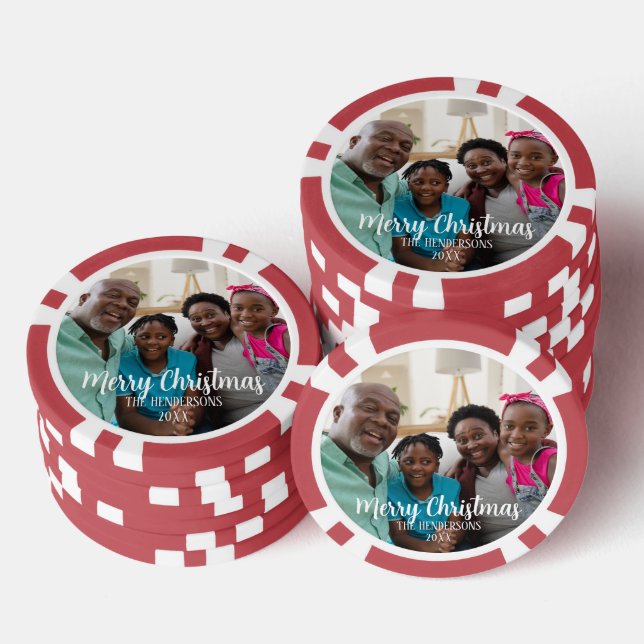 Custom Family Photo Double Sided Christmas Pokerchips (Stapel)