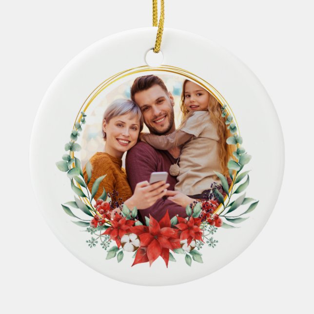 Custom Family Photo Holly Holly  Keramik Ornament (Vorne)