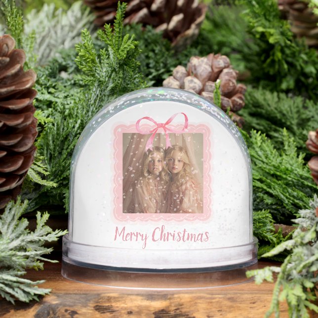Custom Family Photo Merry Christmas Snow Globe Schneekugeln (Winter)