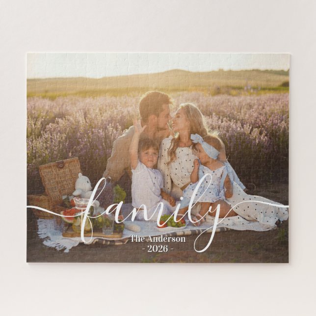 Custom Family Photo – Personalized Last Name  Puzzle (Horizontal)