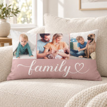 Custom Family Pink Heart Script 3 Foto Collage