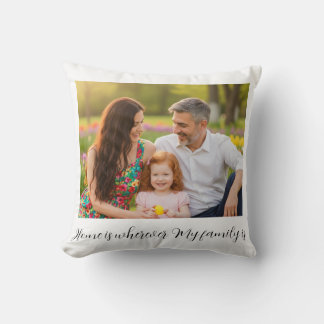 Custom Family Portrait Personalized Message Kissen