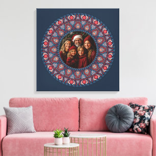 Custom Family Portrait Russet Christmas Mandala Leinwanddruck