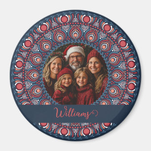 Custom Family Portrait Russet Christmas Mandala Magnet
