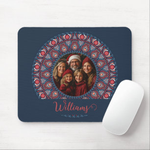 Custom Family Portrait Russet Christmas Mandala Mousepad