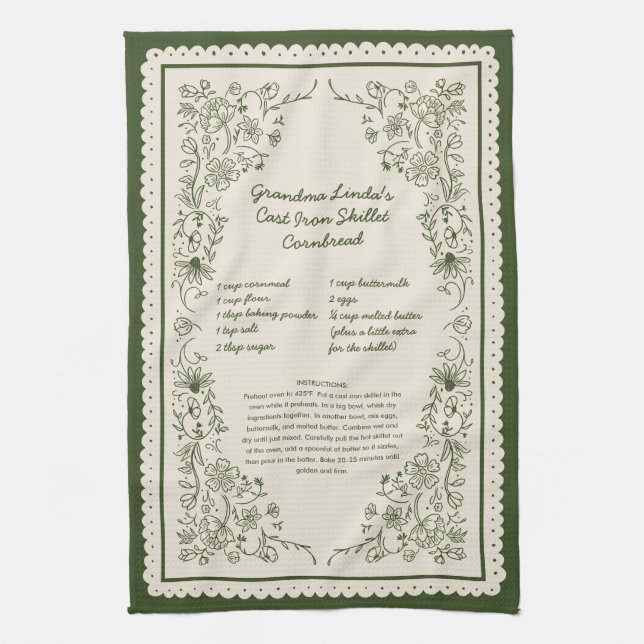 Custom Family Recipe Kitchen Towel Keepsake Geschirrtuch (Vertikal)