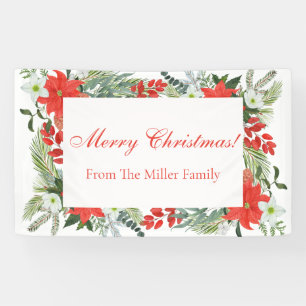 Custom Family Red Floral Frohe Weihnachtsbanner Banner