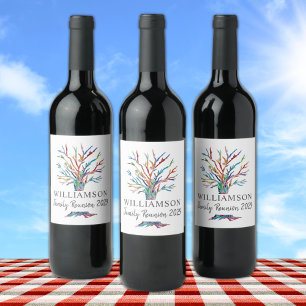  Custom Family Reunion Family Tree Wine Label Weinetikett