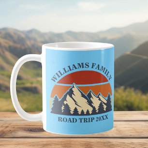Custom Family Road Trip Blue Camping Sunset Kaffeetasse