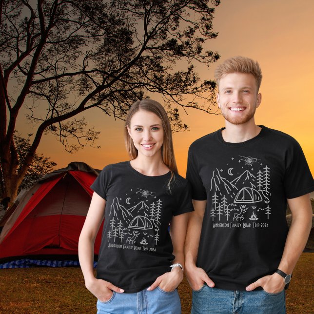 Custom Family Road Trip Campfire Bergbahnen T-Shirt (Von Creator hochgeladen)