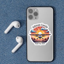 Custom Family Road Trip Mountain Sunset Retro