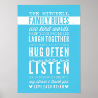 CUSTOM FAMILY RULES Moderne Typografie Aqua Blue