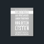 CUSTOM FAMILY RULES Moderne Typografie cool grau Leinwanddruck<br><div class="desc">Dress die Wände in deinem Wohnzimmer mit diesem positiven Affirmation Text - eine sanfte Erinnerung für eine glückliche Familie. Setup als Vorlage ist es einfach, mit Ihrem eigenen Text - machen Sie es zu Ihrem eigenen! Klicken Sie einfach auf die Schaltfläche "Anpassen" und fügen/ändern Sie den Text, die Schriftart, die...</div>