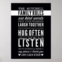 CUSTOM FAMILY RULES Moderne Typografie fett schwar