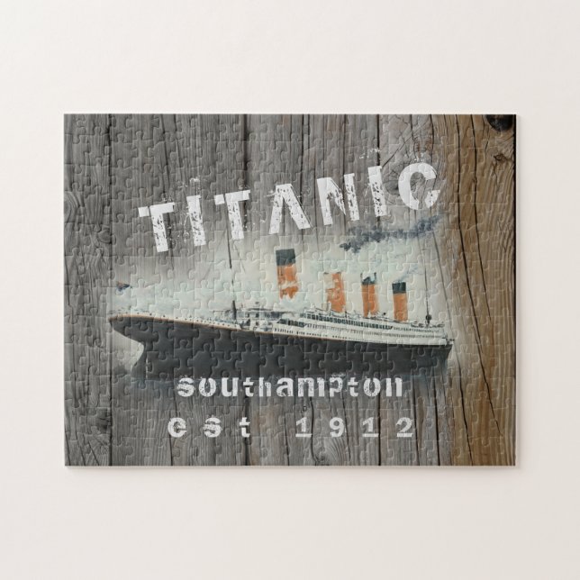 Custom Family Rustic Driftwood Titanic Puzzle (Horizontal)
