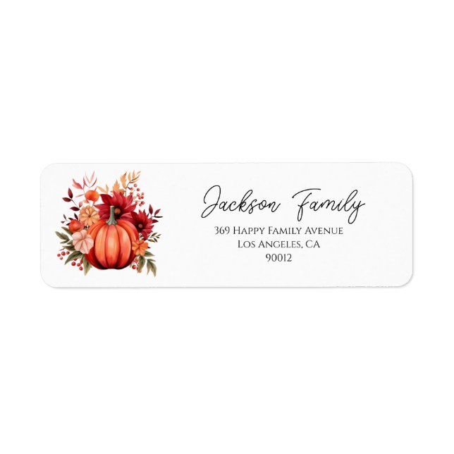 Custom Family Rustic Red Pumpkin Return Label (Vorne)