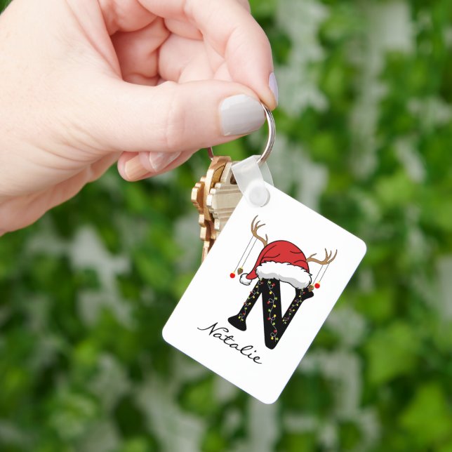 Custom Family Santa Holiday Keychain for Him & Her Schlüsselanhänger (Hand)