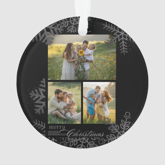 Custom FAMILY Script One Photo Keepsake Ceramic Ba Ornament (Rückseite)