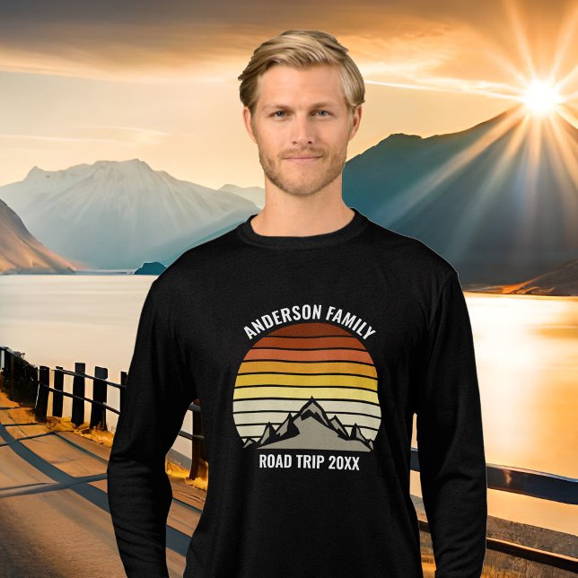 Custom Family Trip Mountain Sunset Long Sleeve Tri-Blend Shirt (Von Creator hochgeladen)