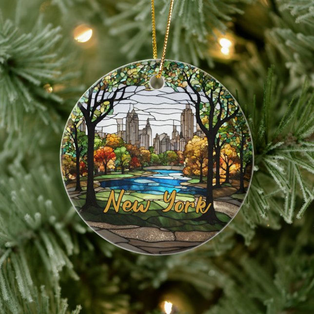 Custom Family Vacation New York Keramik Ornament (Baum)