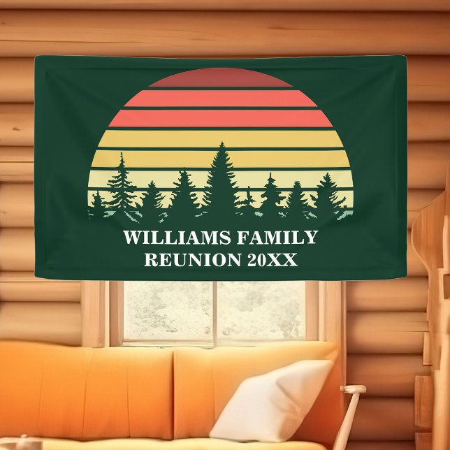 Custom Family Wiedersehen Forest Sunset Green Tree Banner (Von Creator hochgeladen)