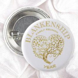 Custom Family Wiedersehen Gold Heart Shaped Tree Button