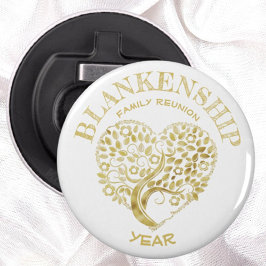 Custom Family Wiedersehen Gold Heart Shaped Tree Flaschenöffner