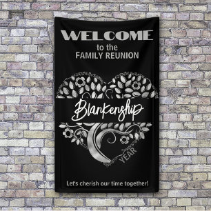 Custom Family Wiedersehen Heart Art Tree Black Sil Banner
