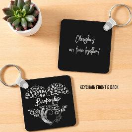 Custom Family Wiedersehen Heart Art Tree Black Sil Schlüsselanhänger