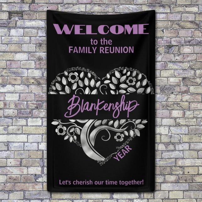 Custom Family Wiedersehen Herzstück Art Tree Lila  Banner (Offer a warm welcome to family at your next gathering for the family reunion celebration. )