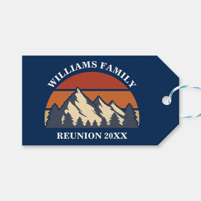 Custom Family Wiedersehen Party Blue Mountain Suns Geschenkanhänger (Vorderseite (Horizontal))