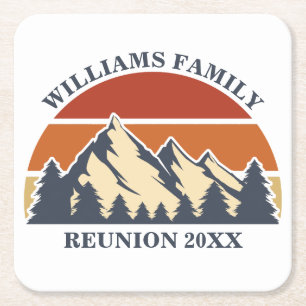 Custom Family Wiedersehen Road Sunset Mountain Par Rechteckiger Pappuntersetzer