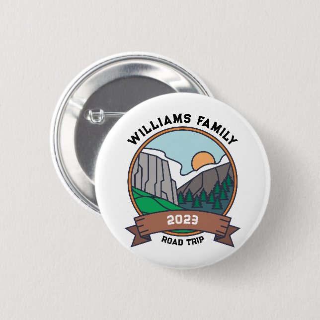 Custom Family Wiedersehen Road Trip Mountain Button (Vorne & Hinten)
