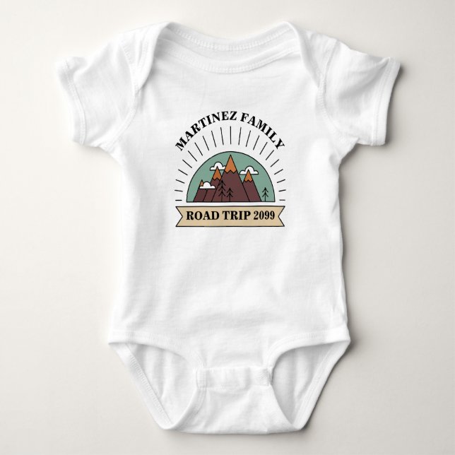 Custom Family Wiedersehen Road Trip Mountain Sun Baby Strampler (Vorderseite)