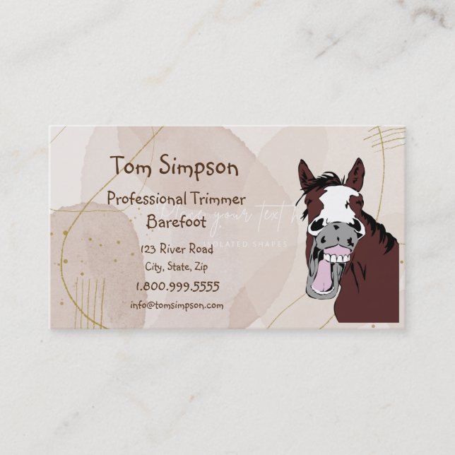 Custom Farrier Trimmer Happy Horse Business Card Visitenkarte (Vorderseite)