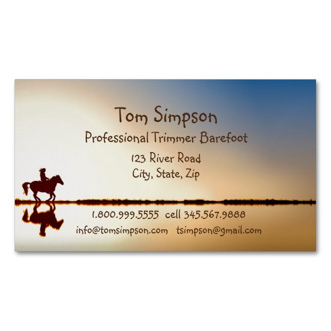 Custom Farrier Trimmer Reitsport Hoof Care Magnetische Visitenkarte (Vorderseite)