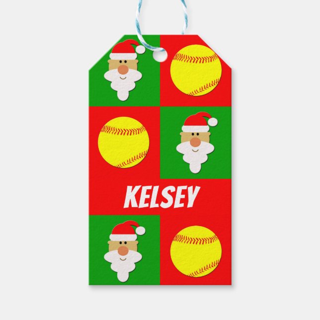 Custom Fastfeld Softball Weihnachtsklause Geschenkanhänger (Vorderseite)