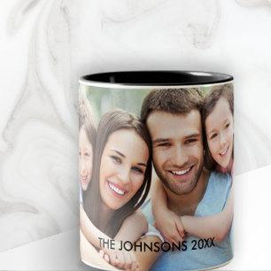 Custom Father's Day Photo Mug   Black Text Zweifarbige Tasse